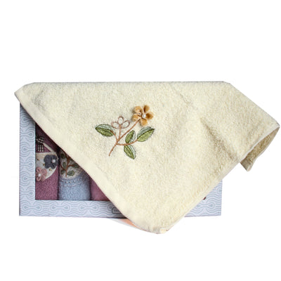 GAZZAZ EMBROIDERY TOWELS SET 6PCS 30*30 SIZE