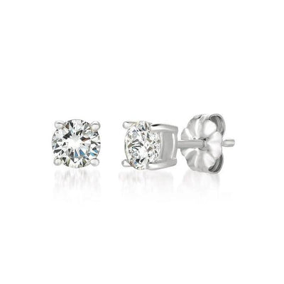 CRISLU STUD SILVER 925STUD EARRINGS FINISHED IN PURE PLATINUM - 1.0 CARAT