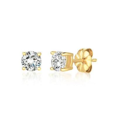 CRISLU SILVER 925STUD EARRINGS FINISHED IN 18KT YELLOW GOLD - 1.0 CARAT