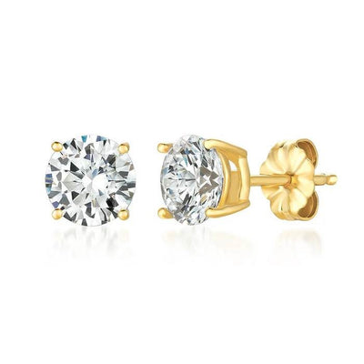 CRISLU STUD EARRINGS FINISHED IN 18KT YELLOW GOLD - 3.0 CARAT