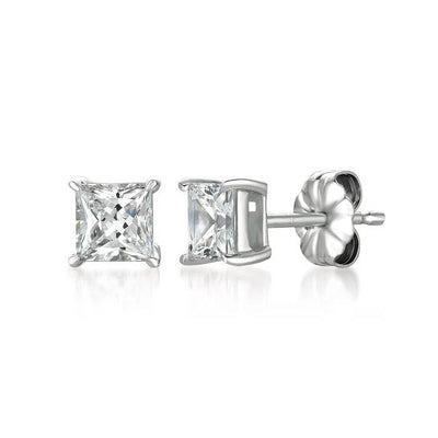 CRISLU 925 SILVER STUD EARRINGS FINISHED IN PURE PLATINUM - 1.5 CARAT