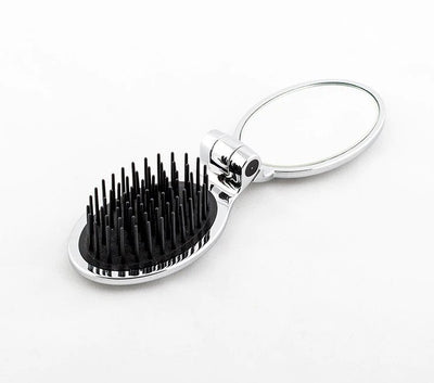 JANEKE HAIR BRUSH & MIRROR CHROME - SMALL SIZE