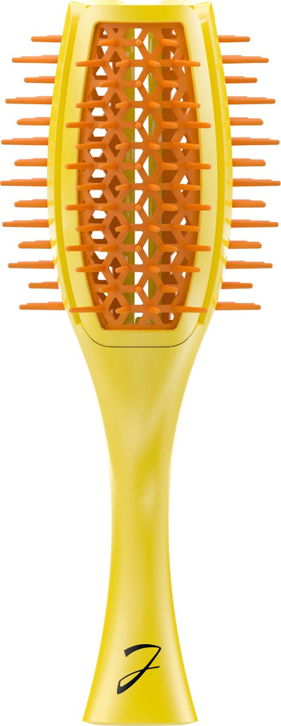 فرشة شعر توليب من جانيك بقاعدة مفرغة وعملية لون اصفر وبرتقالي