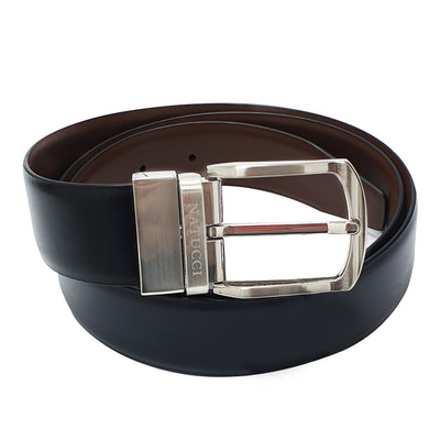 NATUCCI GENUINE LEATHER BELT BLK/BROWN FOR GENTS