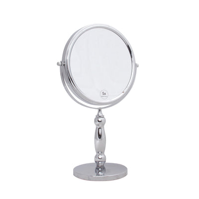 GAZZAZ HIGH QUALITY COSMETIC METALLIC CHROME TABLE MIRROR - TWO SIDED