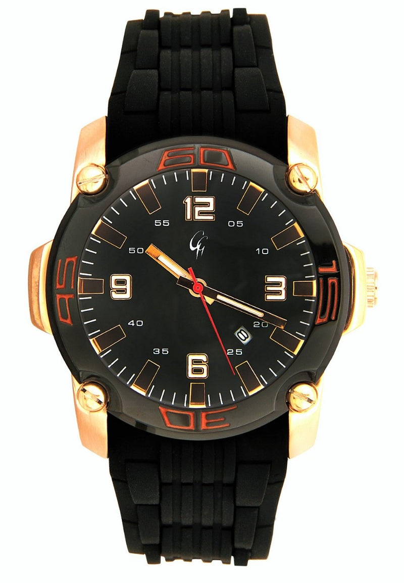 GG QTZ MEN WATCH IPRG/IPBLK BLACK DIAL