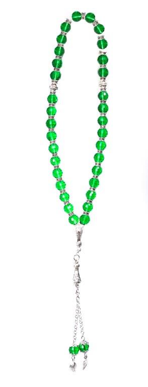 CRYSTAL ROSARY DARK GREEN COLOR