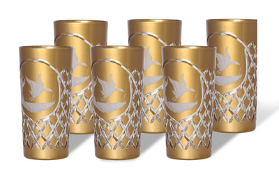 POLAND CRYSTAL HIGH CUPS 6 PCS SET WITH GOLD COL