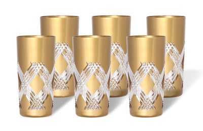 POLAND CRYSTAL HIGH CUPS 6 PCS SET WITH GOLD COL