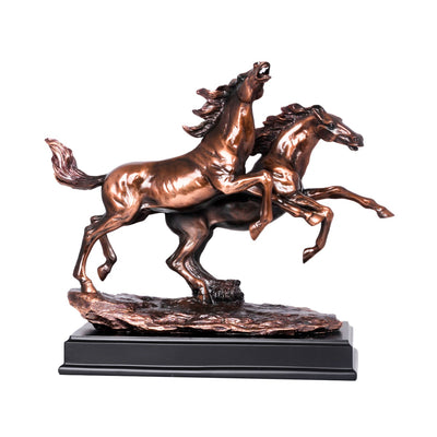 POLYRESIN DOUBLE HORSES 15.5WX 13H INCH