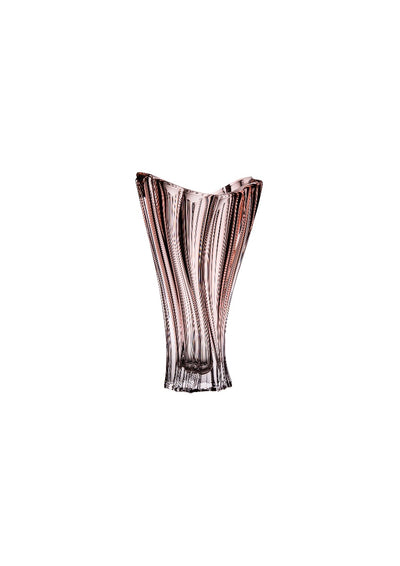 BOHEMIAN PINK CRYSTAL VASE 32 CM ON GLASS BASE