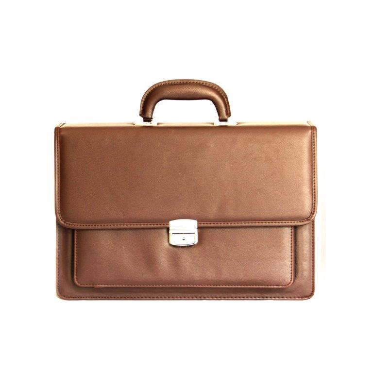 ALLAN MAURICE BRAND PVC LEATHER BRIEFCASE & LAPTOP IN BROWN COLOR