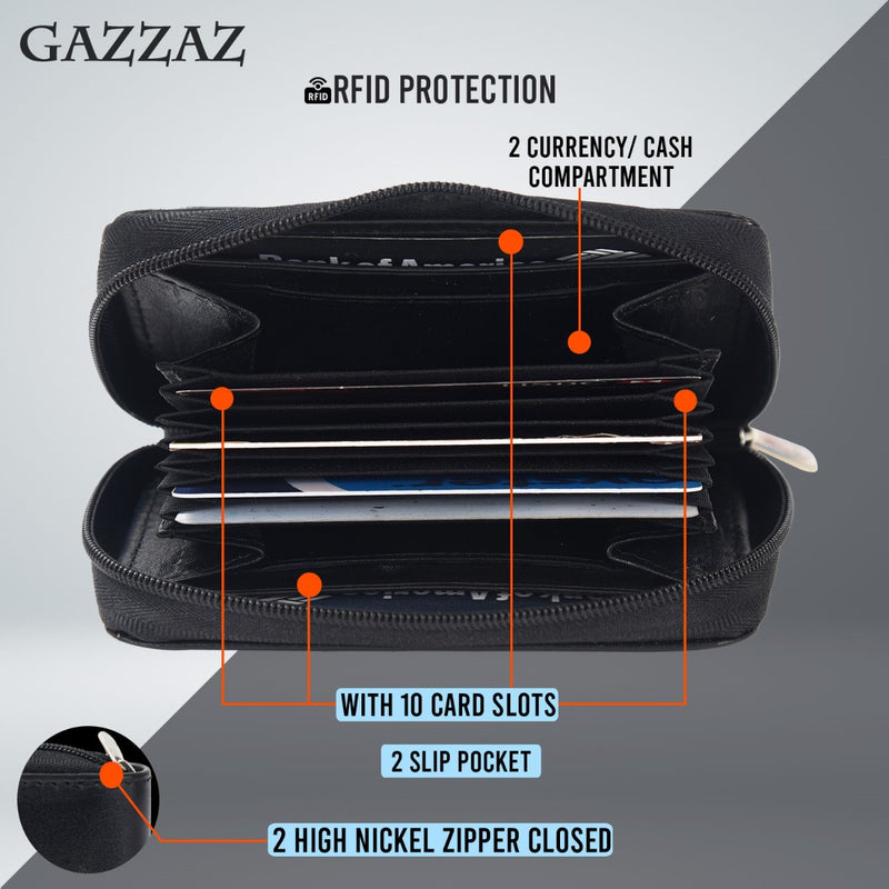 GAZZAZ COWHIDE LEATHR CARD CASE BLACK