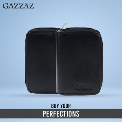 GAZZAZ COWHIDE LEATHR CARD CASE BLACK