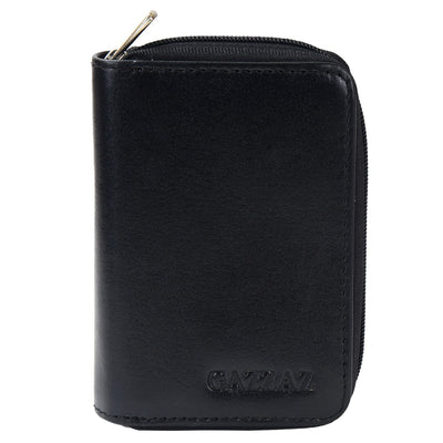 GAZZAZ COWHIDE LEATHR CARD CASE BLACK