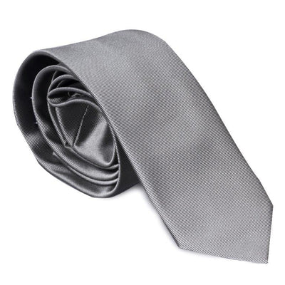 ALLAN MAURICE ITALIAN 100% SILK TIE 7 CM SILVER GRAY